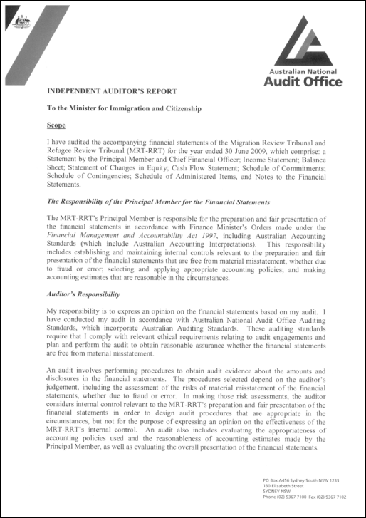 Image: Financial Statements - Auditor's Letter
